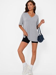 Oversized Crew Neck Tshirt Breathable Eco-Friendly Fabric Print Summer Tunic for Workout Gym Casual Home Wear - Product Image 5