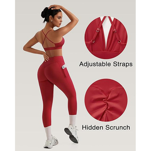 Ensemble de yoga pour femme : Soutien-gorge de sport doux et leggings taille haute, tons neutres désertiques, nuances terreuses, en nylon et élasthanne, pour le style de vie - Product Image 4