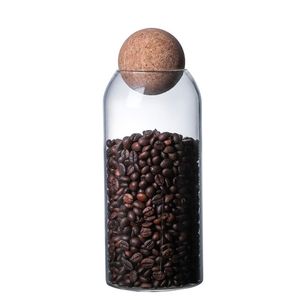 Set di vasetti minimalisti sigillati in sughero 1 Set di vasetti per tè e caffè in vetro per cibo secco e caramelle per contenitore per barattolo di palline - Product Image 6