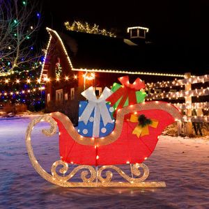 Decorazione Natalizia Preilluminata a Forma di Slitta da 4 Piedi con 94 Luci LED Calde, Decorazione Personalizzata per Albero a Forma di Babbo Natale in Poliestere - Product Image 4