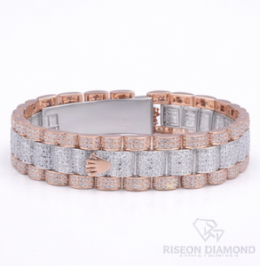 Premium crown link <b>bracelet</b> micro pave diamonds 18K design secure box clasp everyday luxury wear high end fashion jewelry piece - Product Image 3