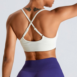 Women's Yoga Fitness Sports <b>Bra</b> Breathable Seamless High <b>Stretch</b> Comfortable Workout Wear with Front Logo - Product Image 6