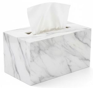 Modern Marble Pattern MARBLE <b>Tissue</b> Box Square Design Gray White Veins Convenient Home Decor Accessory Rising International - Product Image 1