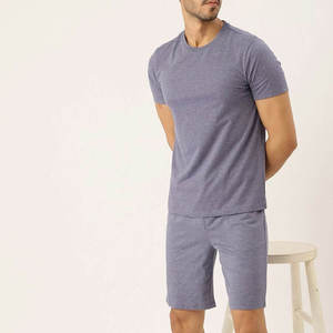 Ensemble court en jersey de coton pour homme, t-shirt et short en tricot doux, ensemble assorti décontracté pour l'été, tenue de tous les jours - Product Image 3