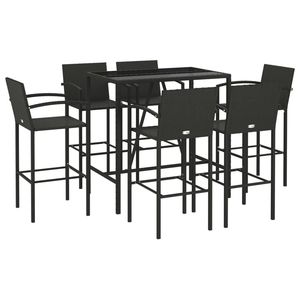 Ensemble de bar de jardin en rotin PE noir et acier thermolaqué avec verre trempé, mobilier d'extérieur élégant - Product Image 3