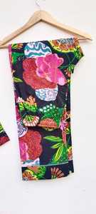 Pijamas de algodón con estampado floral de 2 piezas para mujer, manga larga, cuello vuelto, ropa de dormir informal - Product Image 5