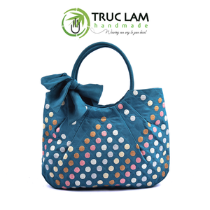 Bolso de Gamuza con Asa Redondeada y Lazo, Patrones de Puntos Cosidos a Mano, Bolso de Viaje, Patrón Personalizado Hecho a Mano, Precio de Fábrica - Product Image 1
