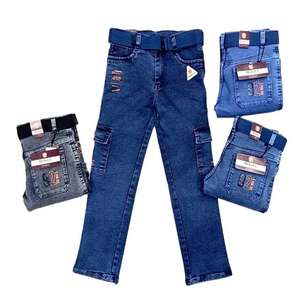 Pantalons en jean tricotés pour garçons, style délavé, tissu respirant, coupe confortable, usage quotidien décontracté, avec poches, pour les sorties scolaires des enfants - Product Image 2