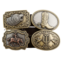 Boucle de ceinture de cowboy occidentale en alliage de zinc antique avec relief 3D, motif filigrane personnalisé, accessoires de ceinture en gros, faible MOQ, fabrication OEM