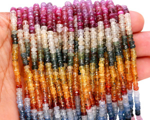 Perles Rondelles Multicolores en Saphir Naturel Facettées AAA 3-4mm, Fil de Pierres Précieuses de 16 Pouces, Fournisseur en Gros pour la Fabrication de Bijoux - Product Image 2