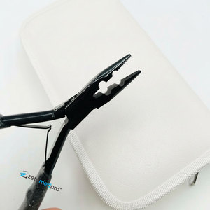 Pince à extensions capillaires noire à 2 trous avec logo personnalisé, poignée à paillettes, outil de coiffage réutilisable - Product Image 2