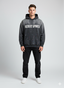 ผู้ผลิตเสื้อผ้าสั่งทำ เสื้อฮู้ดดี้โอเวอร์ไซส์ วินเทจ ย้อมสีแบบแอซิดวอช ขาดๆ แบบดิสเทรส ผ้าฝ้าย 100% สำหรับผู้ชาย - Product Image 5