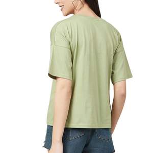 Camiseta de Algodón Extra Grande Personalizada para Mujer, Camiseta Informal de Manga Corta con Estampado Gráfico, Top Holgado de Verano, Venta al Por Mayor OEM - Product Image 2