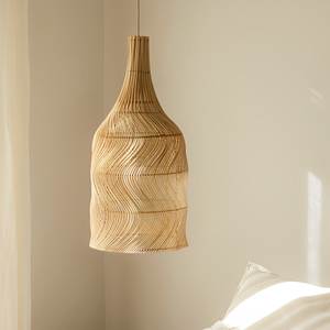 Lustre suspendu cylindrique en rotin tressé à la main de style nordique, luminaire en fibre naturelle pour la maison - Product Image 2