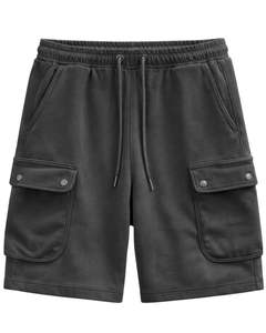 Shorts cargo gris anthracite pour homme, taille élastique avec cordon de serrage, style streetwear décontracté, avec poches latérales, shorts d'été OEM - Product Image 1
