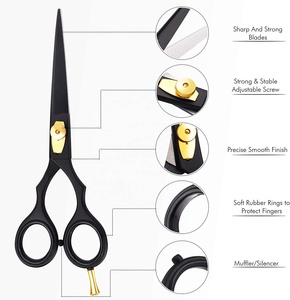 Professional Matte Black 420C Stainless Steel Barber's Cutting Scissors Straight Hair <b>Shears</b> Sharp Blunt All-Purpose Beauty <b>Tool</b> - Product Image 3