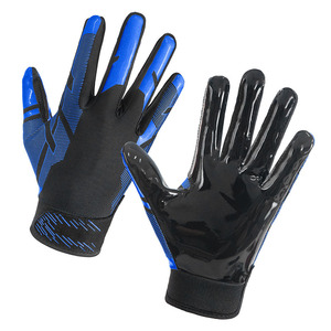 Custom New Full Finger Sports <b>Gloves</b> Black Blue PU Non Slip Sticky Palm Unisex All Seasons American Football <b>Gloves</b> Wholesale - Product Image 2