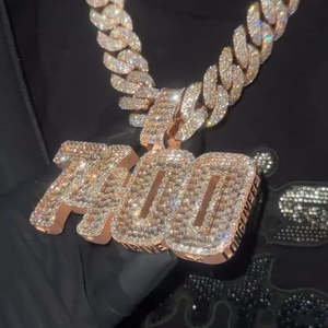 Joyería Hip Hop Personalizada con Número, Moissanita VVS, Plata de Ley 925, Chapada en Oro, con Colgantes, Certificación GRA - Product Image 4