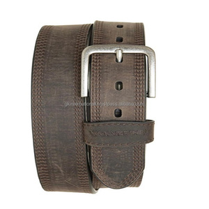 Ceinture décontractée en cuir de vachette pleine fleur classique pour hommes, ceinture robuste à double couture et au design personnalisé pour hommes - Product Image 5