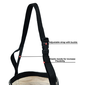 Sac d'alimentation pour chevaux en toile blanche avec sangle réglable et patch en cuir rectangulaire – Sac d'alimentation durable – Vente en gros – Fournisseur OEM - Product Image 3