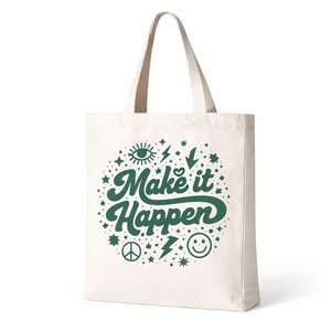 AMANI Premium Cotton Canvas Tote Bag 250GSM Eco Friendly Reusable Shopping Bag 12x16x5 Make It Happen Print Custom Logo - Product Image 1