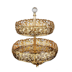 Gold Bird Cage Design <b>Cake</b> <b>Stand</b> With Black <b>Marble</b> Top 2 Tier Metal Dessert Cup <b>Cakes</b> Display For Home & Hotel Decor Kitchenware - Product Image 6