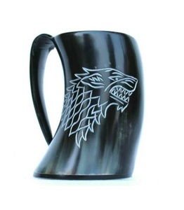 Tasse à boire traditionnelle en corne de buffle naturelle, faite à la main, style médiéval, taille moyenne, en gros - Product Image 1