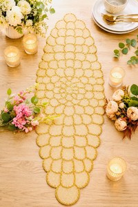 Bohemian Luxury Customized Fabric <b>Table</b> <b>Runner</b> Handmade <b>Gold</b> Beaded Pattern Eco-Friendly Durable for Dining <b>Table</b> Decoration - Product Image 4