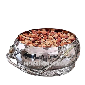 ชุดชามญี่ปุ่นสีขาว 2 ใบ พร้อมขาตั้งลายใบไม้เคลือบทองตกแต่งสไตล์โมเดิร์น สำหรับใส่และเสิร์ฟอินทผลัม - Product Image 4