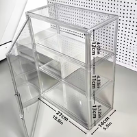 Boîte de rangement en plastique pour la maison avec étagères flexibles, anti-poussière, pour jouets de bureau, poupées, cosmétiques, organiseur