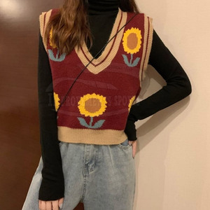 Chaleco de punto recortado para mujer de nuevo diseño de talla grande, Chaleco de punto recortado con estampado transpirable para mujer - Product Image 6