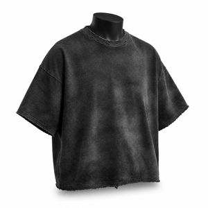 เสื้อยืดโอเวอร์ไซส์วินเทจสำหรับผู้ชาย ผ้าคอตตอนหนานุ่ม ล้างสีแบบแอซิดวอช ทรงหลวม สไตล์สตรีทแวร์ ขายส่งจำนวนมาก - Product Image 3
