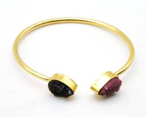Natural Druzy Stone Adjustable Bangles with German <b>Silver</b> | Handmade Druzy Gemstone <b>Cuff</b> Bangle | Fashion Jewelry for Women - Product Image 4