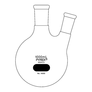 Fiole à distillation à deux colliers en verre borosilicaté PYREX de 1000 mL pour appareil à cyanure - Product Image 1