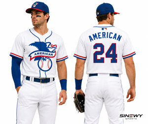 SINEWY SPORTS Camiseta de Béisbol Americana para Hombre, Blanca, Manga Corta, Cierre de Botones, Logotipo del Equipo Impreso Digitalmente, Talla Grande 24 - Product Image 1