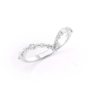 Bague de mariage en chevron avec diamants de laboratoire marquise et ronds, empilable, en forme de V, pour femme - Product Image 4