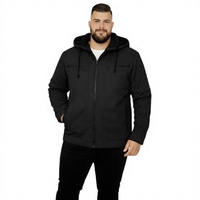 Veste matelassée à capuche noire pour homme, coupe-vent, hiver, décontractée, fermeture éclair, rembourrage en polyester, doublure en polaire, coupe régulière