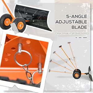 Pala da Neve con Lama da 29 Pollici, Ruote da 10 Pollici, Angolo Regolabile, Manico in Legno/Metallo, Spingipista Manuale, Colore Arancione, Personalizzabile OEM - Product Image 4