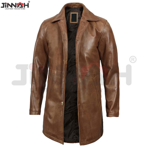 Abrigo Clásico de Cuero Genuino para Hombre con Cuello Alto, Logotipo y Colores Personalizables, Abrigo Impermeable de Invierno, Compre un Nuevo Diseño en Cuero - Product Image 4