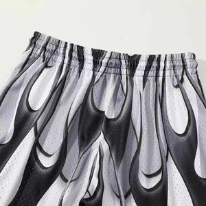 Men's Sublimated Flame Print Mesh Basketball <b>Shorts</b> Drawstring Closure Breathable Regular Fit Summer Adult Sport Wear - Product Image 6