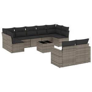 Conjunto de Sofá de Jardín de Ratán PE Gris y Acero con Recubrimiento en Polvo con Vidrio Templado, Muebles de Exterior Premium - Product Image 2