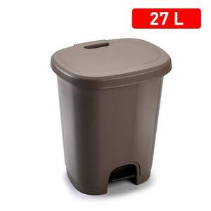 Poubelle rectangulaire en plastique marron CUBO Foot Pedal 27L avec couvercle rabattable, poubelle intérieure de qualité supérieure - Product Image 3