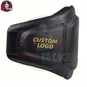 Protège-ventre de boxe noir et doré contrastant, support lombaire en cuir, bandes de maintien pour poignets, absorption des chocs, léger et durable - Product Image 2