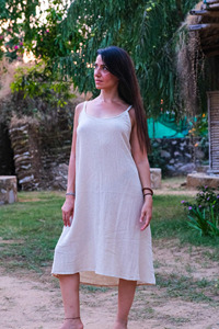 New Arrival Earthy Rust Handspun Cotton Minimalist A-Line <b>Slip</b> Dress for Women Sustainable Organic Khadi Summer Loungewear Dress - Product Image 6