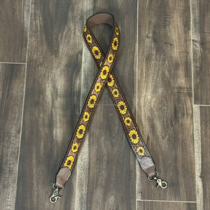New Fashion Sunflower Tooled Genuine Leather Replacement Purse Strap Stylish Durable Brass Clip <b>Camera</b> <b>Bag</b> Shoulder Strap Belts - Product Image 3