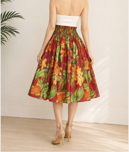 Floral <b>Print</b> Ladies woven skirt Vietnam clothing manufacturer OEM ODM Woman <b>Clothes</b> Customized label Customized fabric Wholesale - Product Image 4