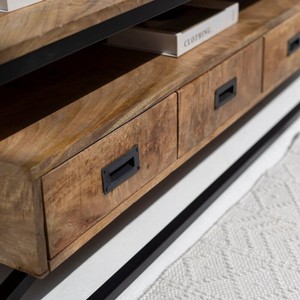Meuble TV design industriel Vandana Novara Radiant, console de divertissement moderne en métal et bois - Product Image 4