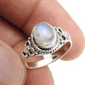 Anillo de estilo bohemio clásico para mujer, plata de ley 925 con piedra lunar arcoíris, regalo para el amor. - Product Image 2