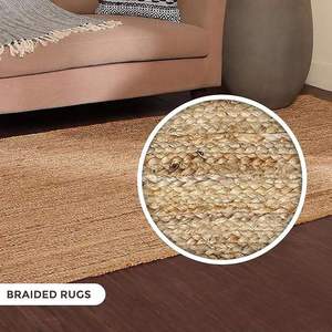 Alfombra de Yute 100% Natural, Diseño Trenzado, Patrón Abstracto Moderno, Ecológica, Antideslizante, Tamaño Personalizable, Juego de Alfombras para Piso - Product Image 2