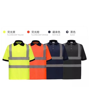Wholesale US Size Polyester ANSI Class 1 Retroreflective Fluorescent Yellow <b>Orange</b> Safety <b>Polo</b> Shirt with Custom Logo QuickDry - Product Image 5